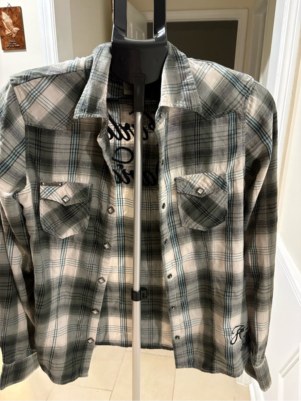 NWT Harley Davidson Plaid Snap Up Embroidered Mens Small Motorcycle Club